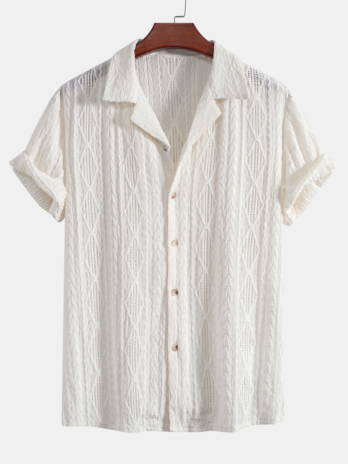 Peer | Casual overhemd met korte mouw voor heren - Beige