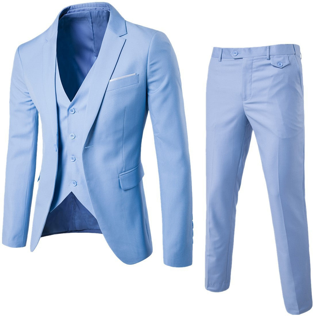 Peer | Driedelig pak voor heren met slim fit - Lichtblauw