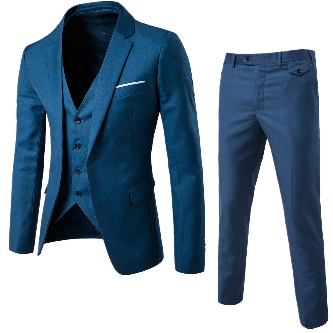 Peer | Driedelig pak voor heren met slim fit - Zeeblauw