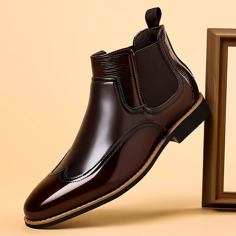 Pepijn | Leren chelsea boots voor heren - Eikenbruin