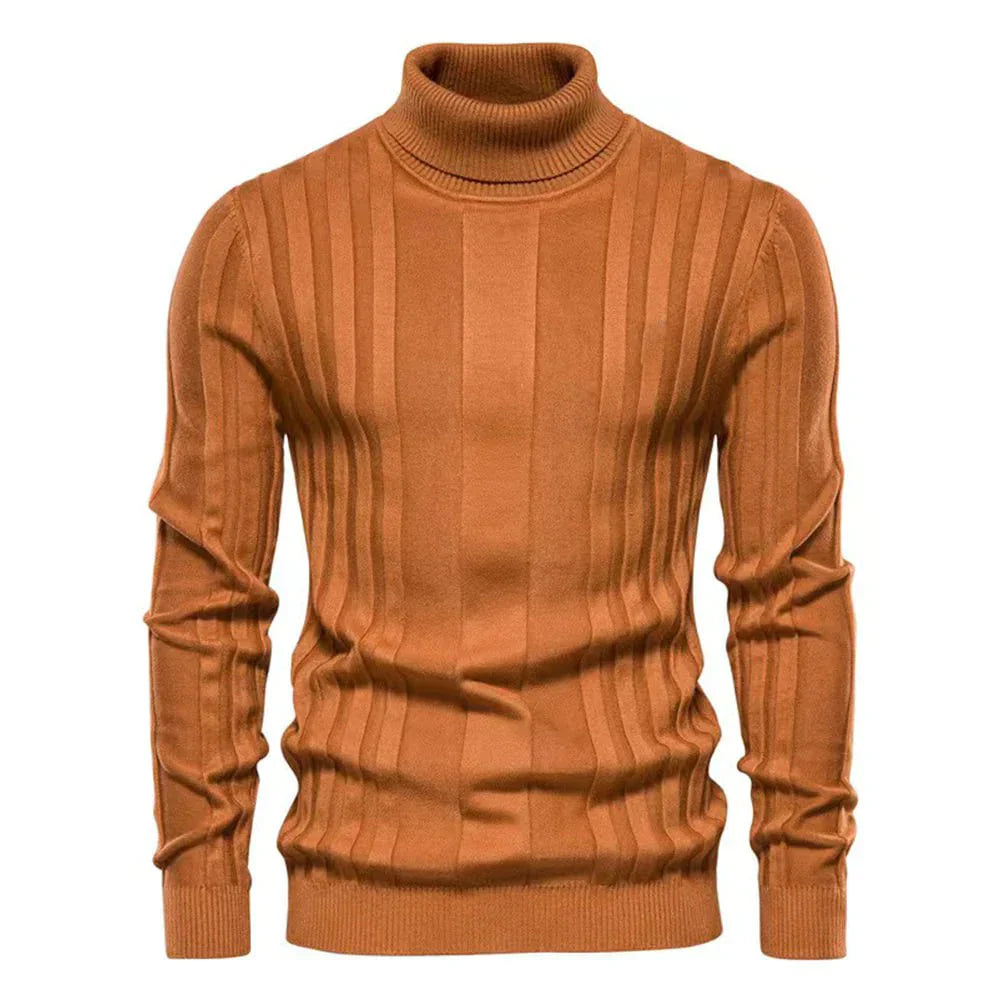Liam – Pull Col Roulé Slim Fit à Côtes pour Hommes