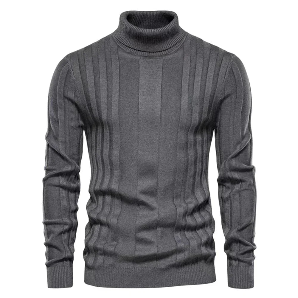 Liam – Pull Col Roulé Slim Fit à Côtes pour Hommes