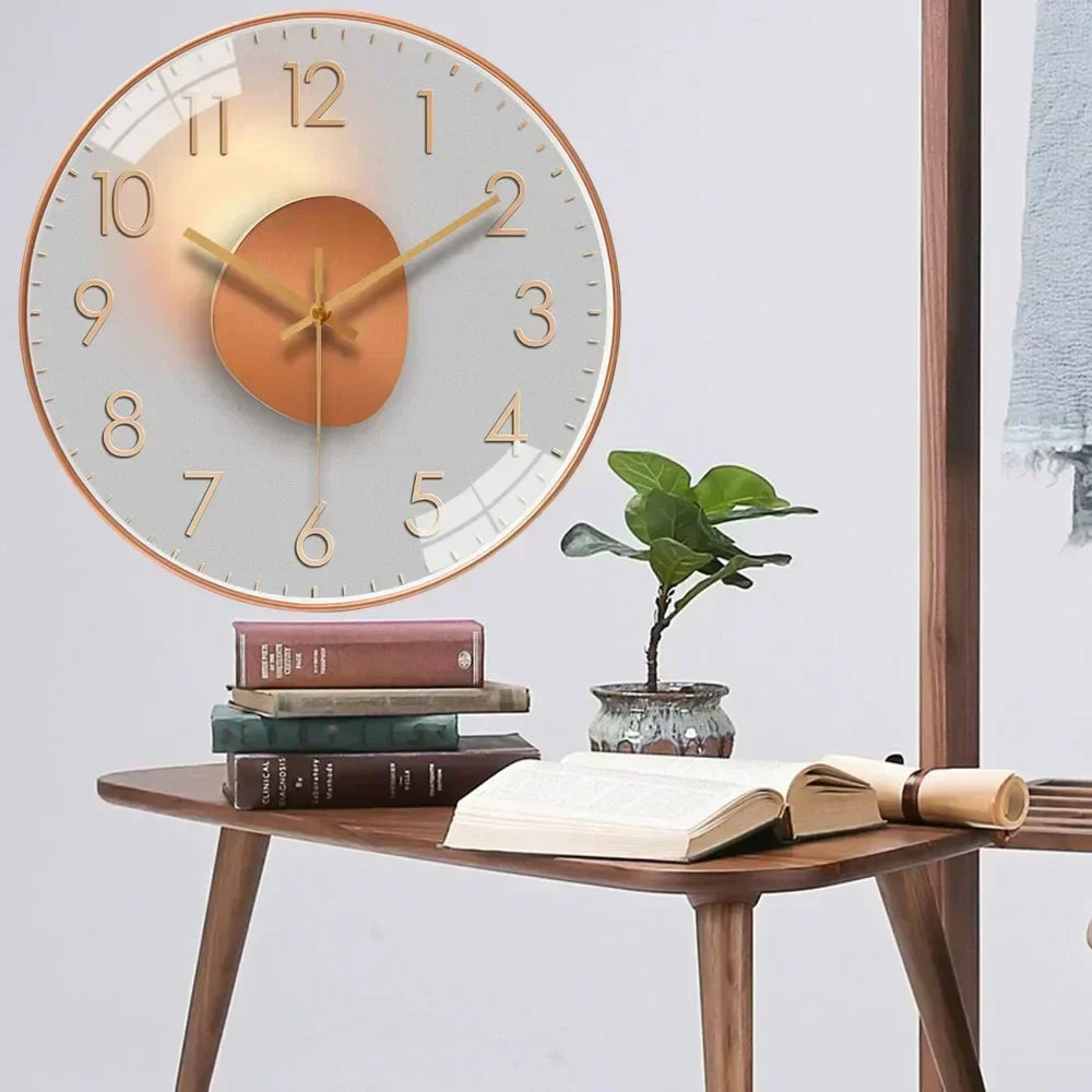 Pieter | Stille wandklok met gouden verloop - view 7