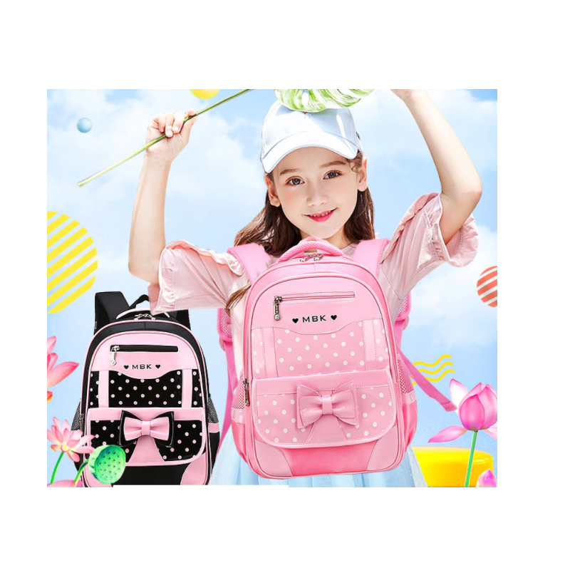 Puck | Schooltas voor meisjes met stippen - Roze