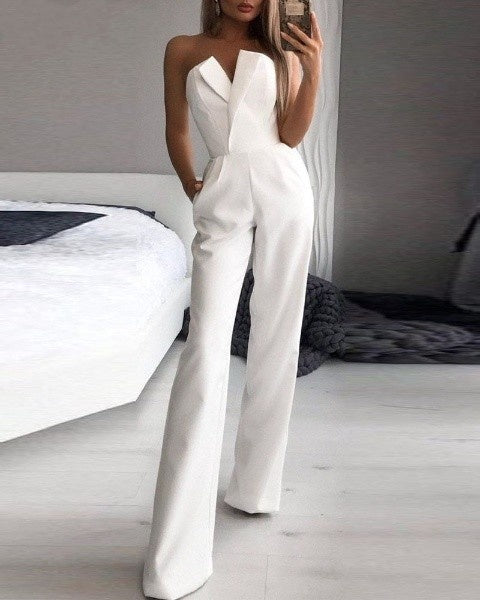 Quinty | Mouwloze jumpsuit voor dames - Wit