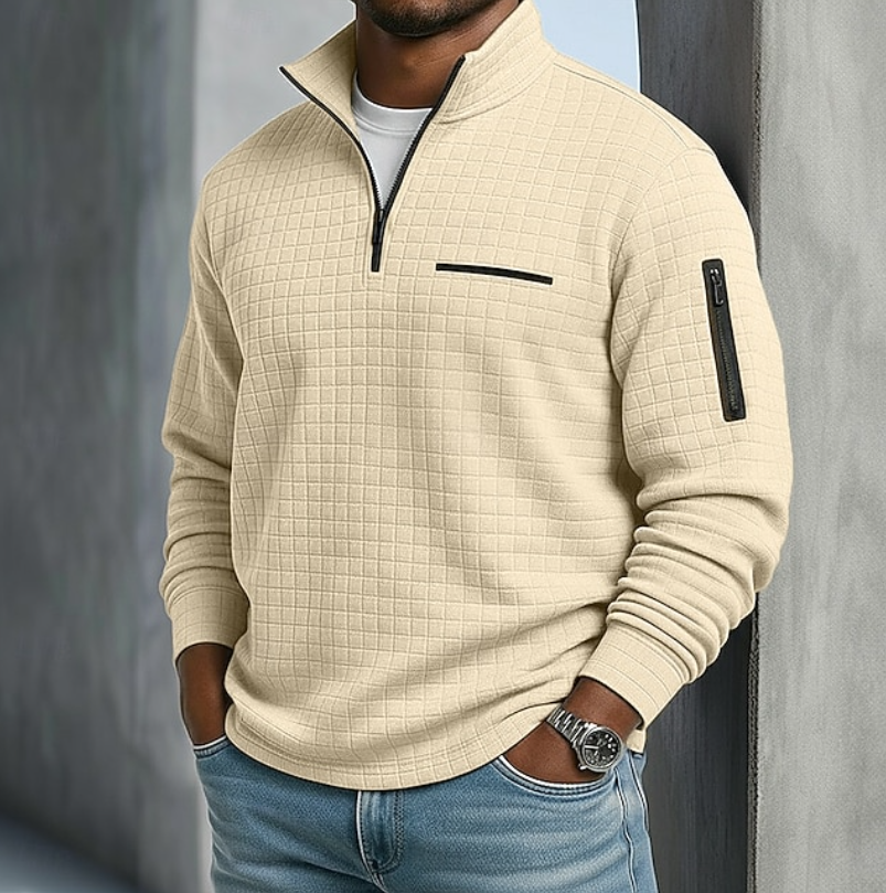 Rein | Half zip sweater voor heren - Beige