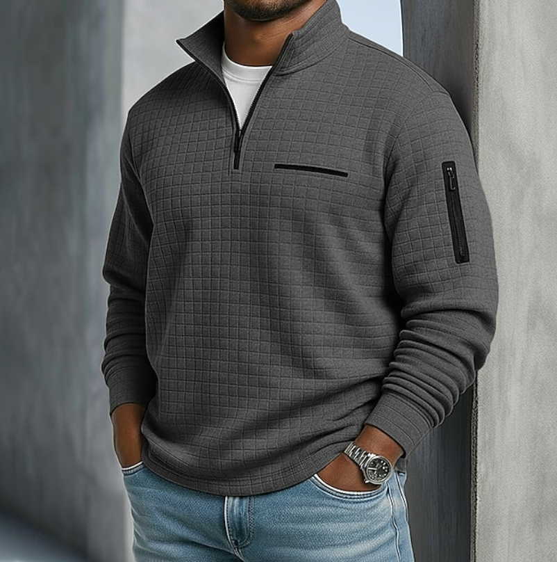 Rein | Half zip sweater voor heren - Donkergrijs