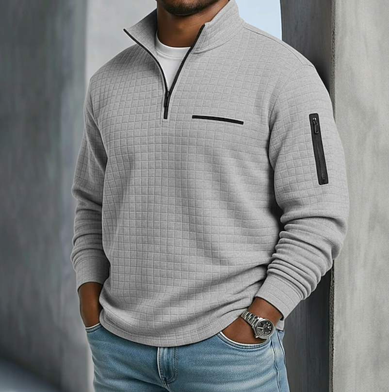 Rein | Half zip sweater voor heren - Grijs