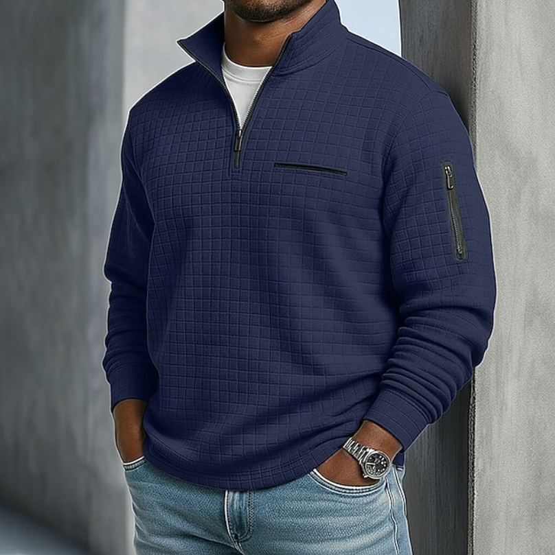 Rein | Half zip sweater voor heren - Marineblauw