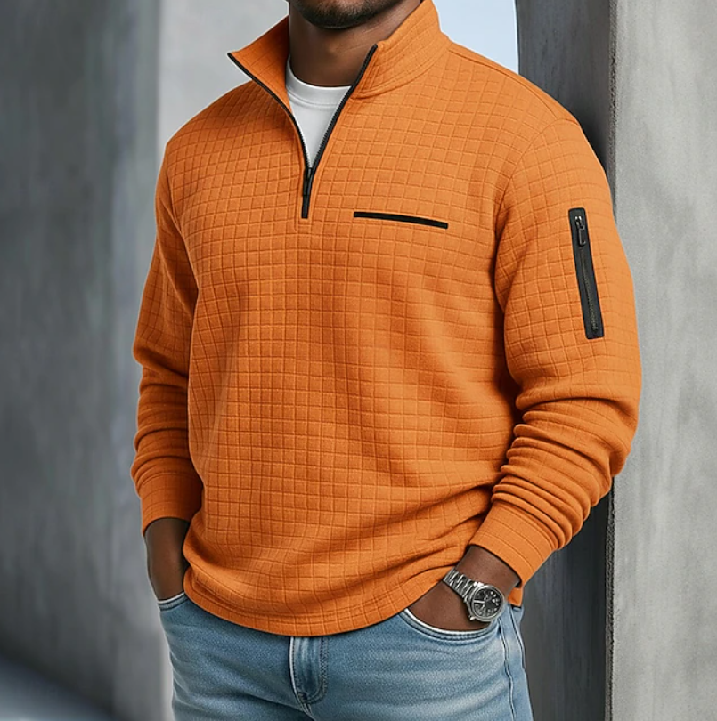 Rein | Half zip sweater voor heren - Oranje