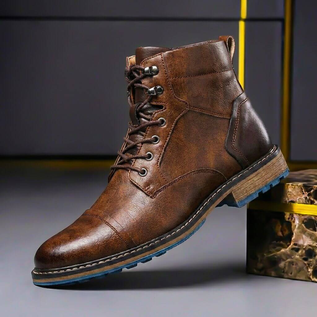 Rens | Leren boots voor heren - Dubbel Bruin