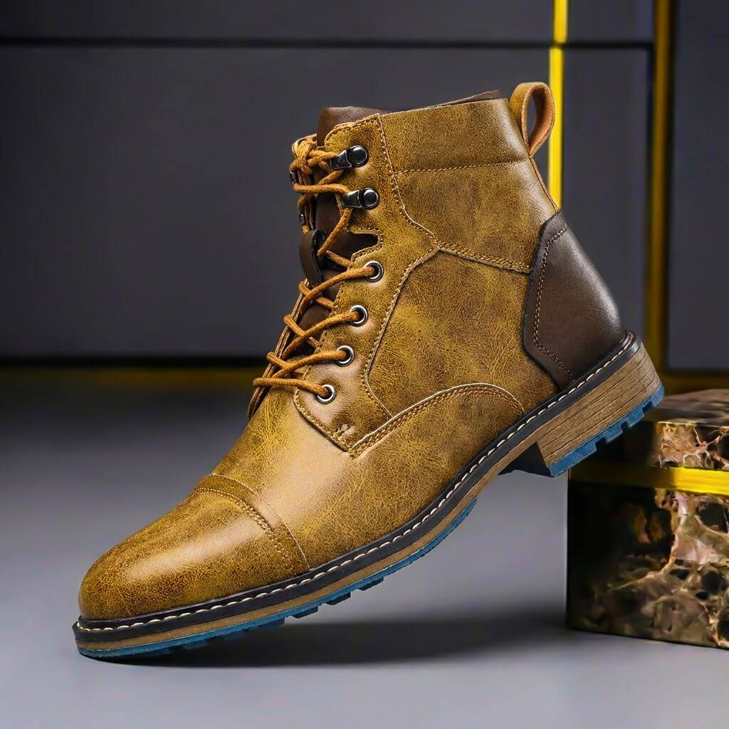 Rens | Leren boots voor heren - Kaki Bruin