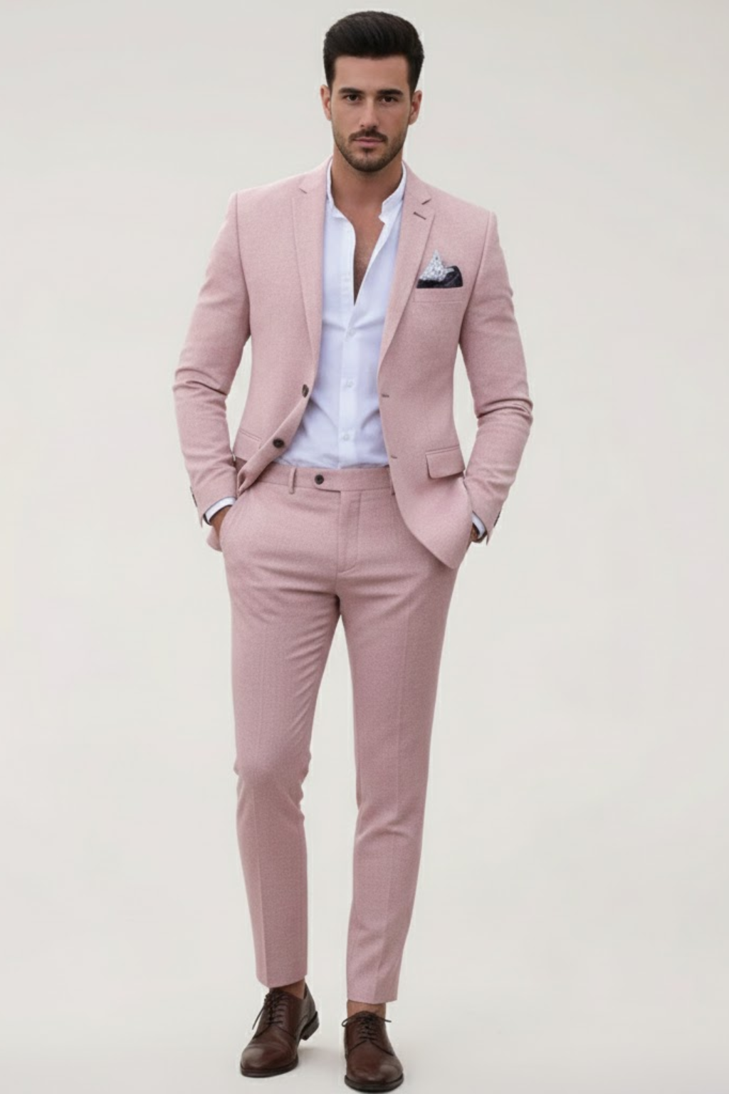 Rens | Slim fit herenpak, 2-delig - Roze