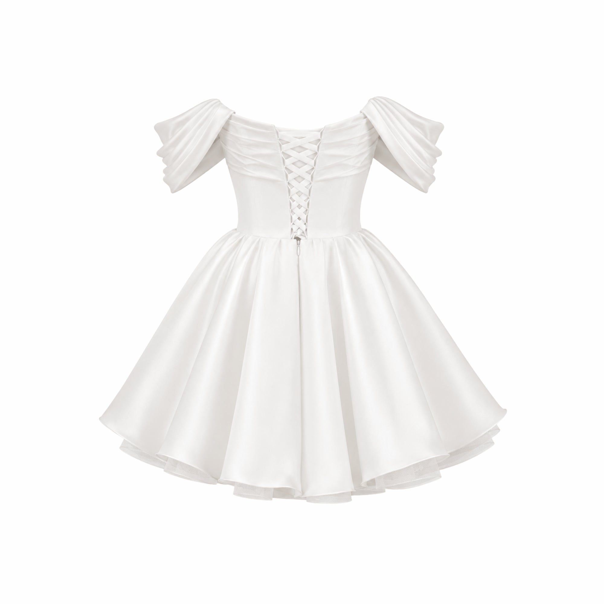 Renske | Satijnen mini jurk met off shoulder - view 13