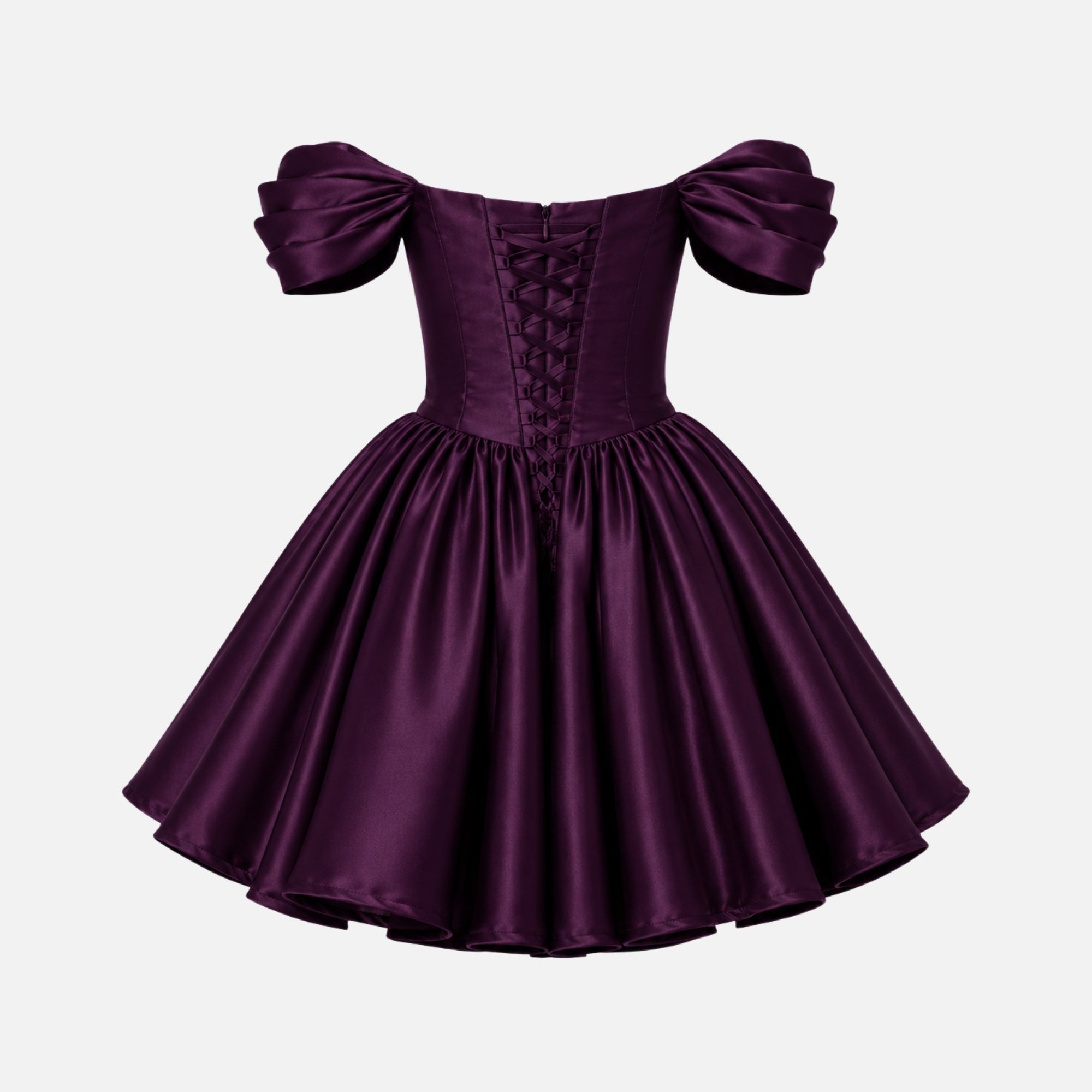 Renske | Satijnen mini jurk met off shoulder - view 23