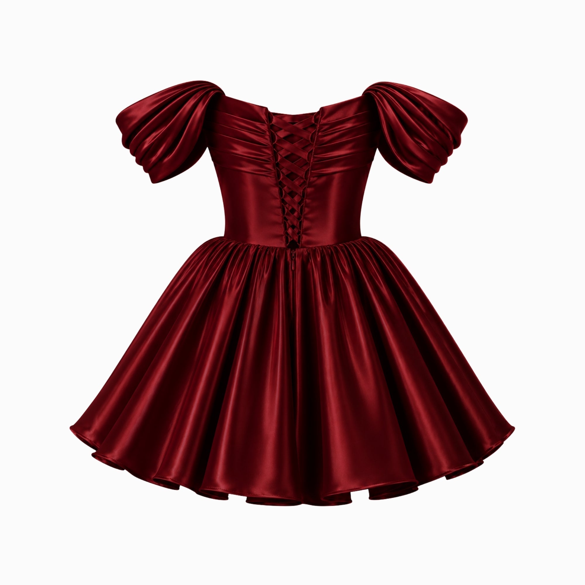 Renske | Satijnen mini jurk met off shoulder - view 27