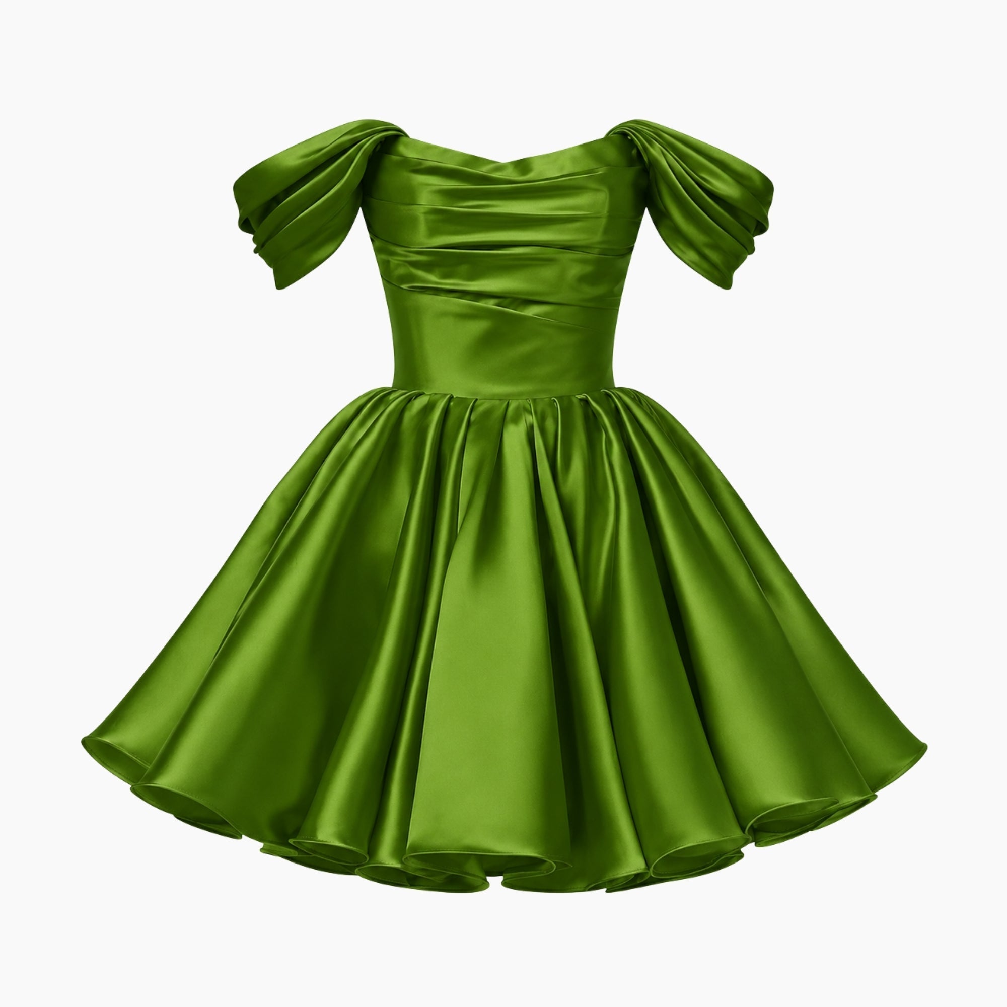 Renske | Satijnen mini jurk met off shoulder - Champagne