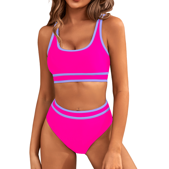 Rianne | Sportieve bikini set met hoge taille - Roze