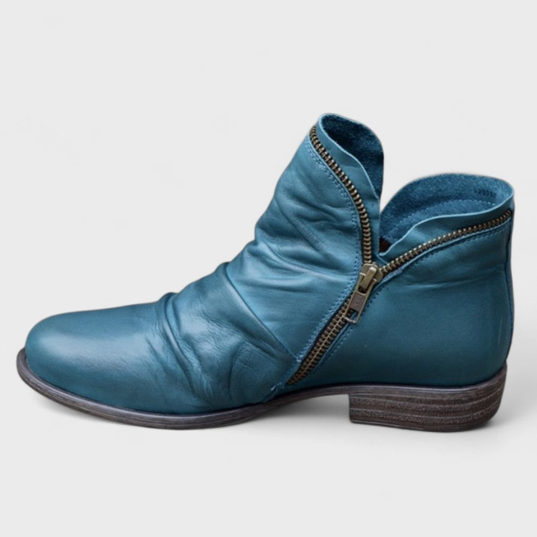 Rixt | Enkellaarsjes dames met rits - Blauw