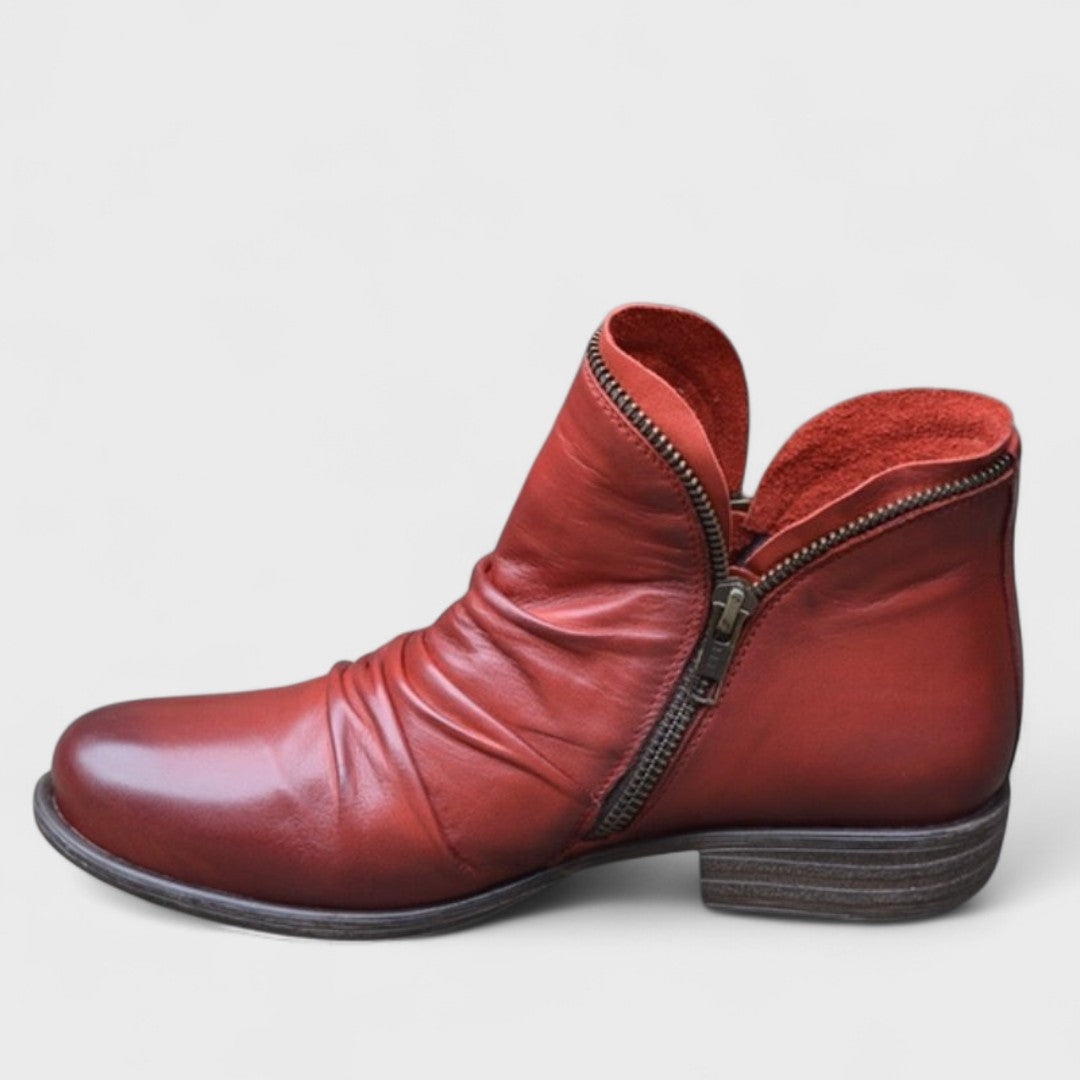 Rixt | Enkellaarsjes dames met rits - Rood