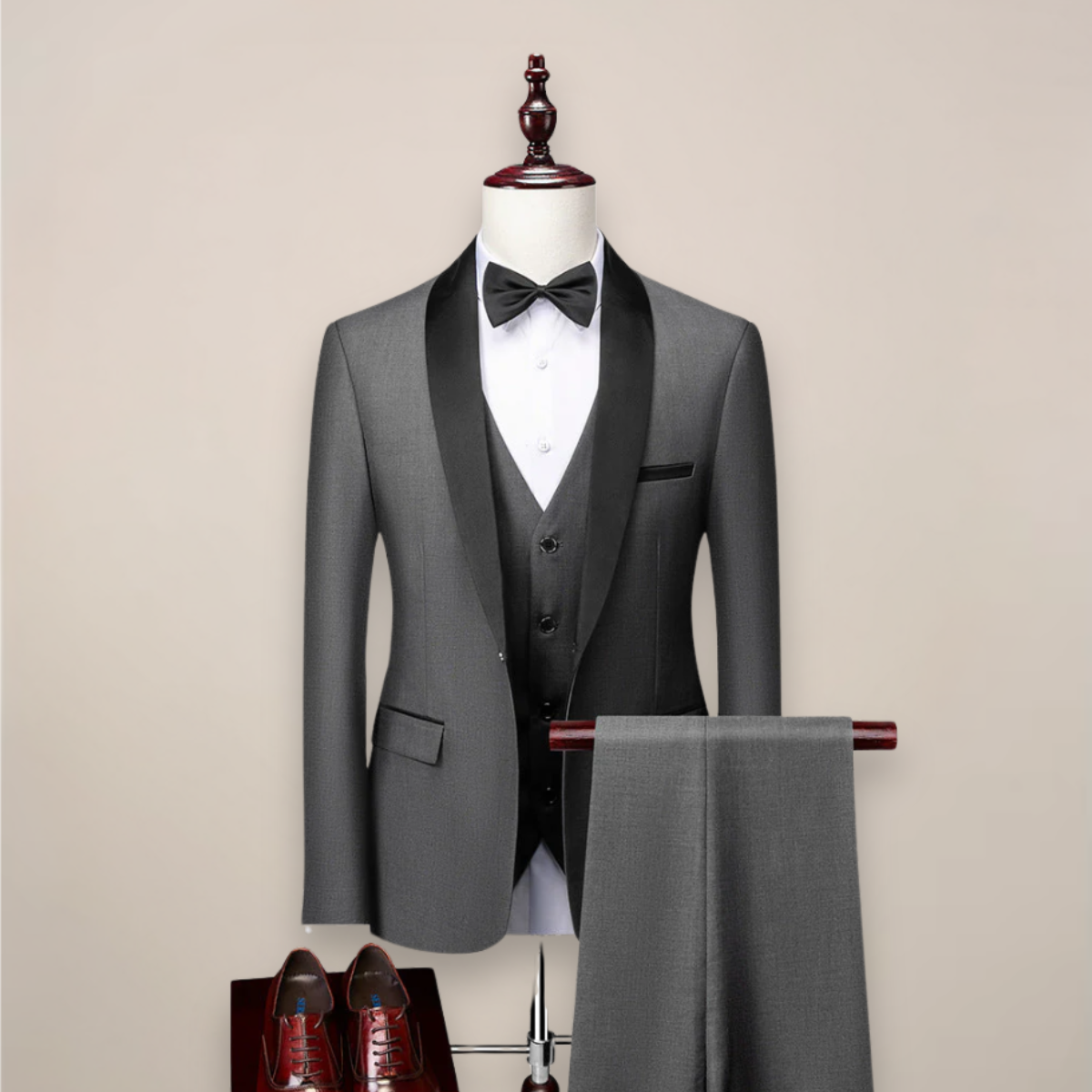 Roel | 3-delig slim fit pak voor heren - grijs