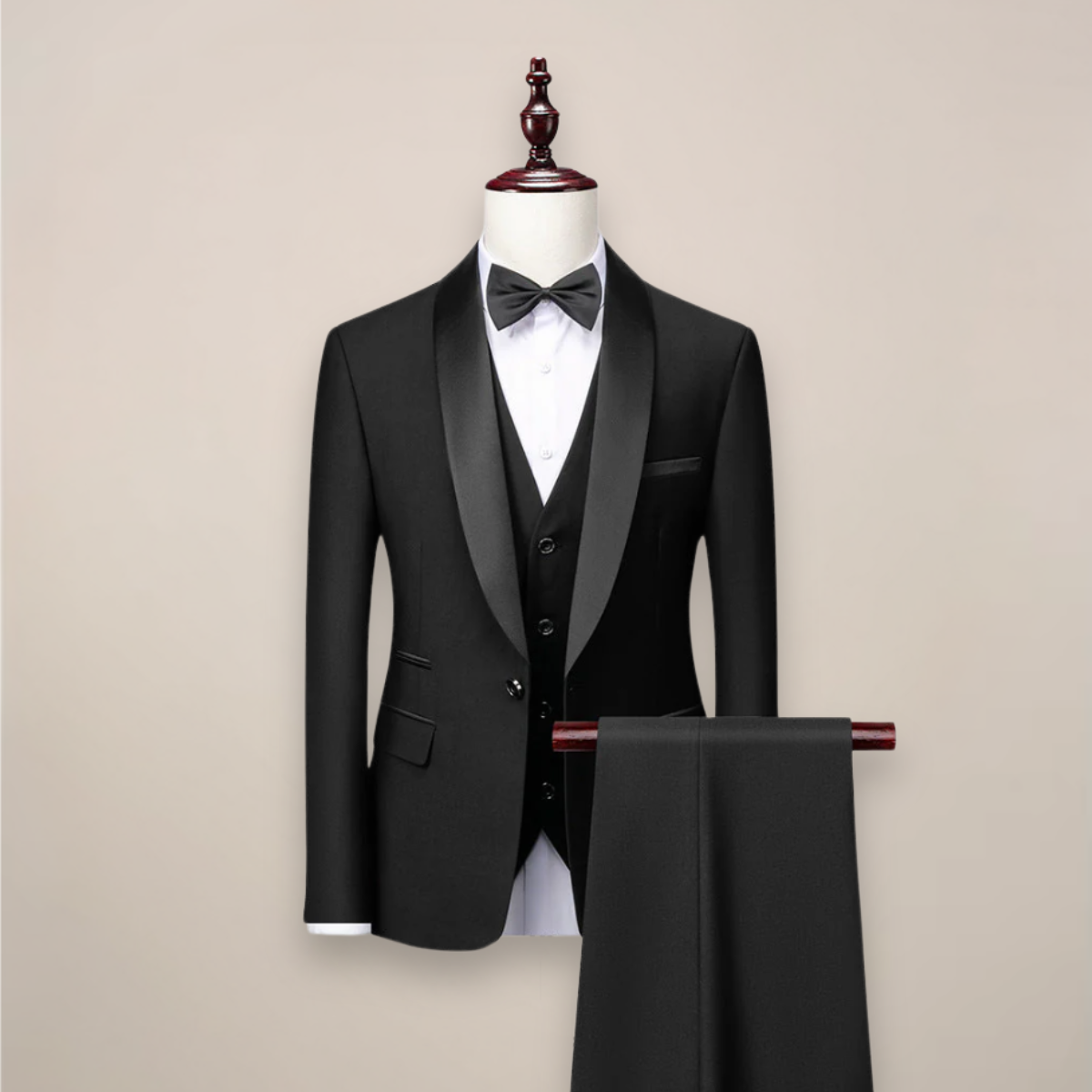 Roel | 3-delig slim fit pak voor heren - zwart