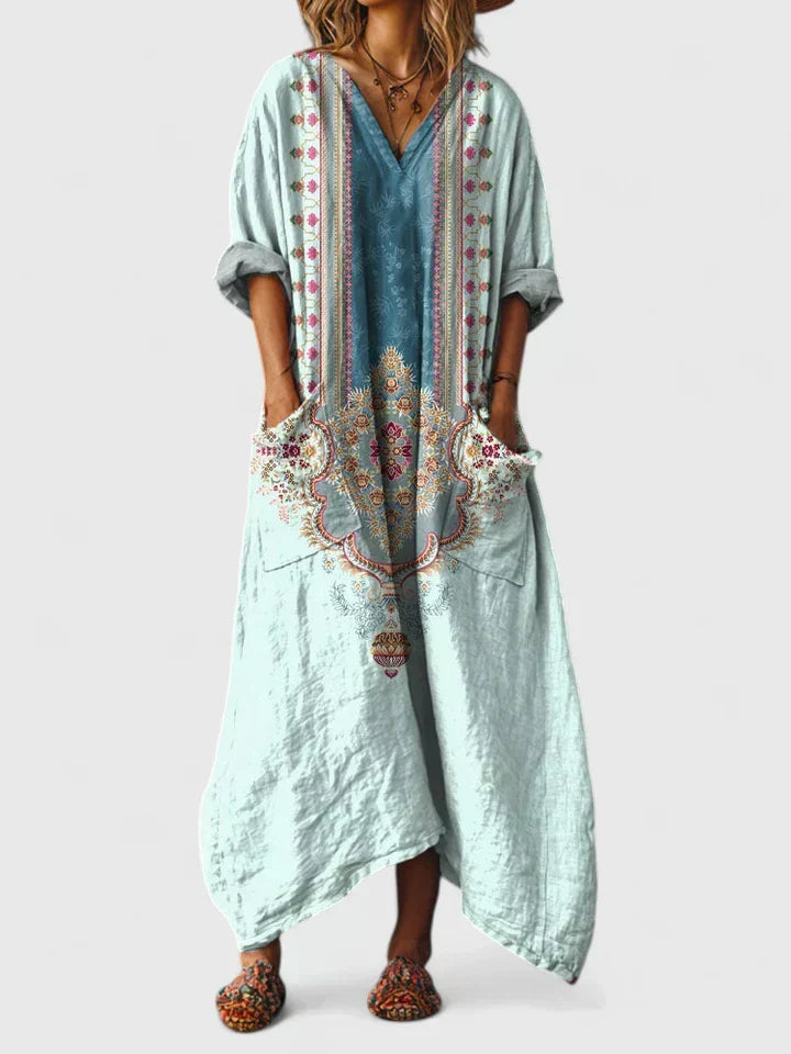 Rosa | Boho maxi jurk met zakken - view 8