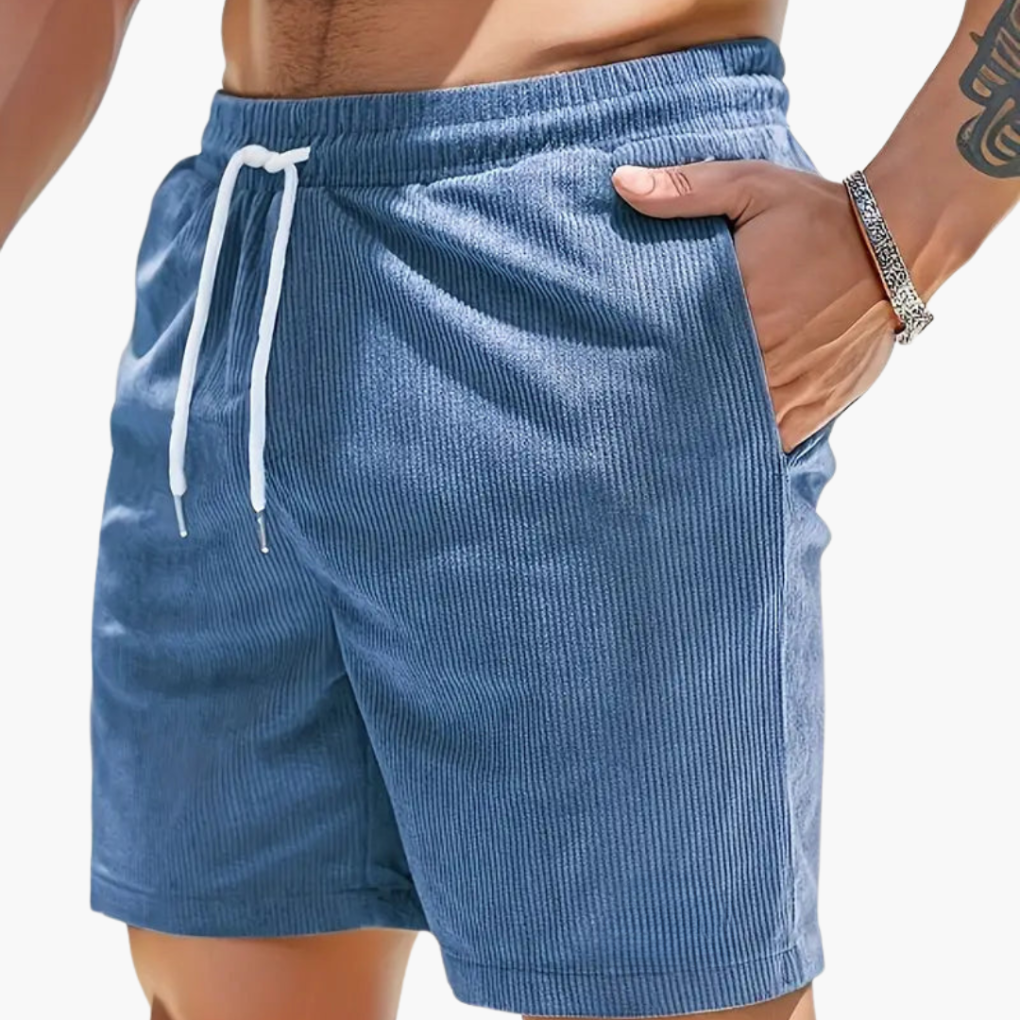 Ruben | Corduroy korte broek voor heren - Blauw