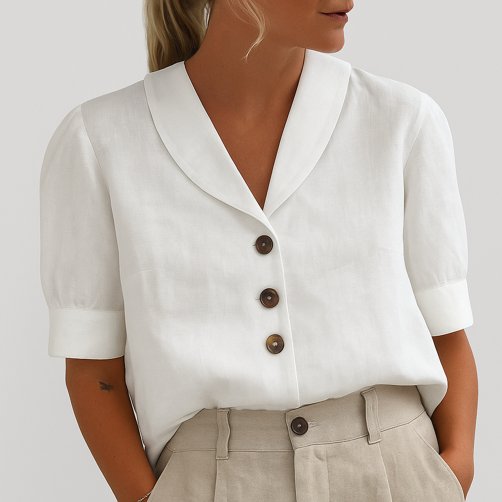 Ruth | Blouse voor dames met korte mouw - Wit