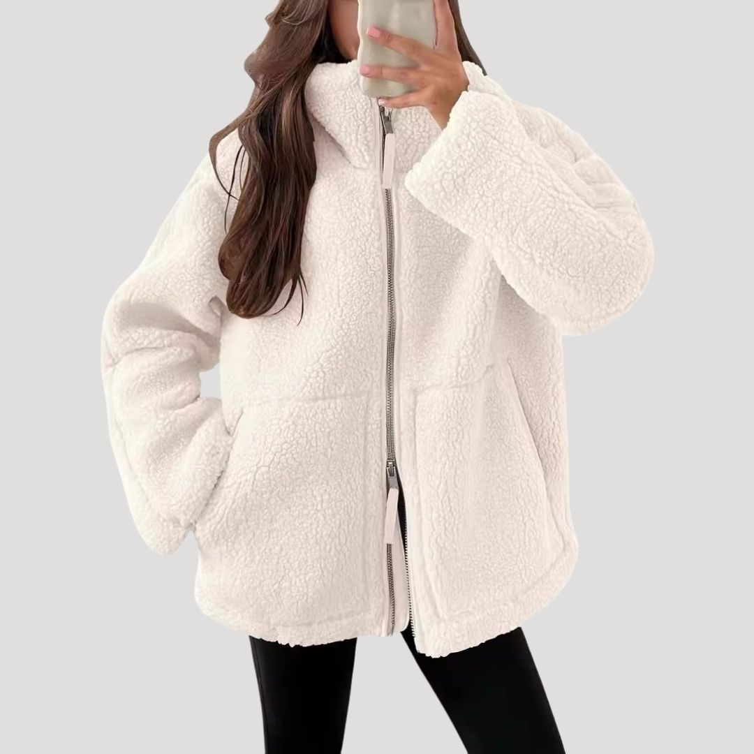 Ruth | Oversized teddy jas voor dames - Wit