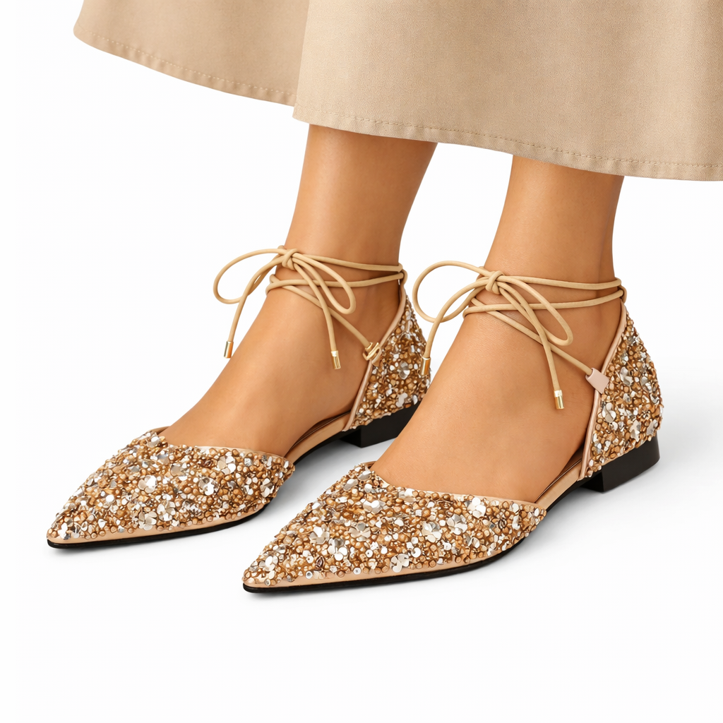 Saar | Glitter bruidsschoenen met veters - view 2