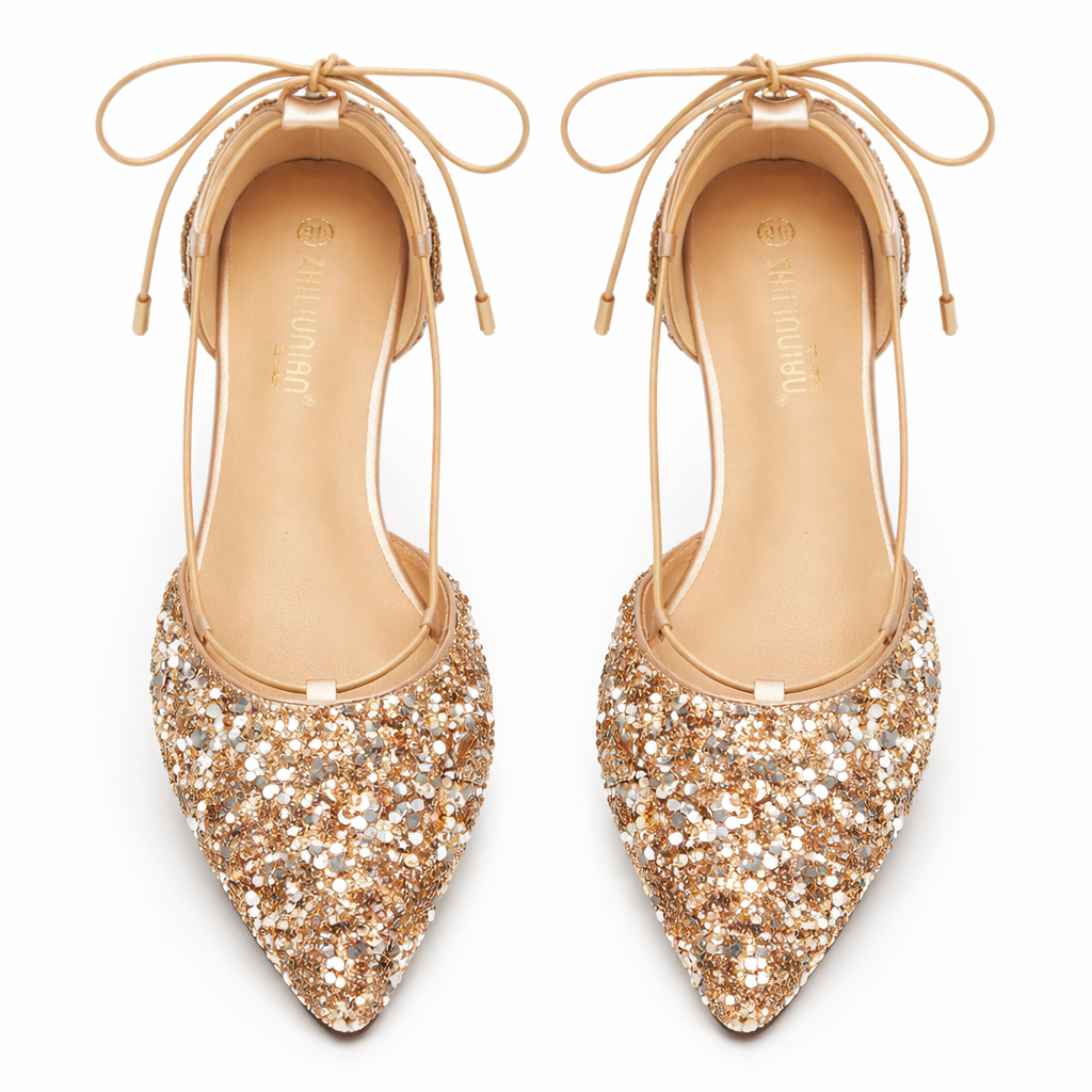Saar | Glitter bruidsschoenen met veters - view 3
