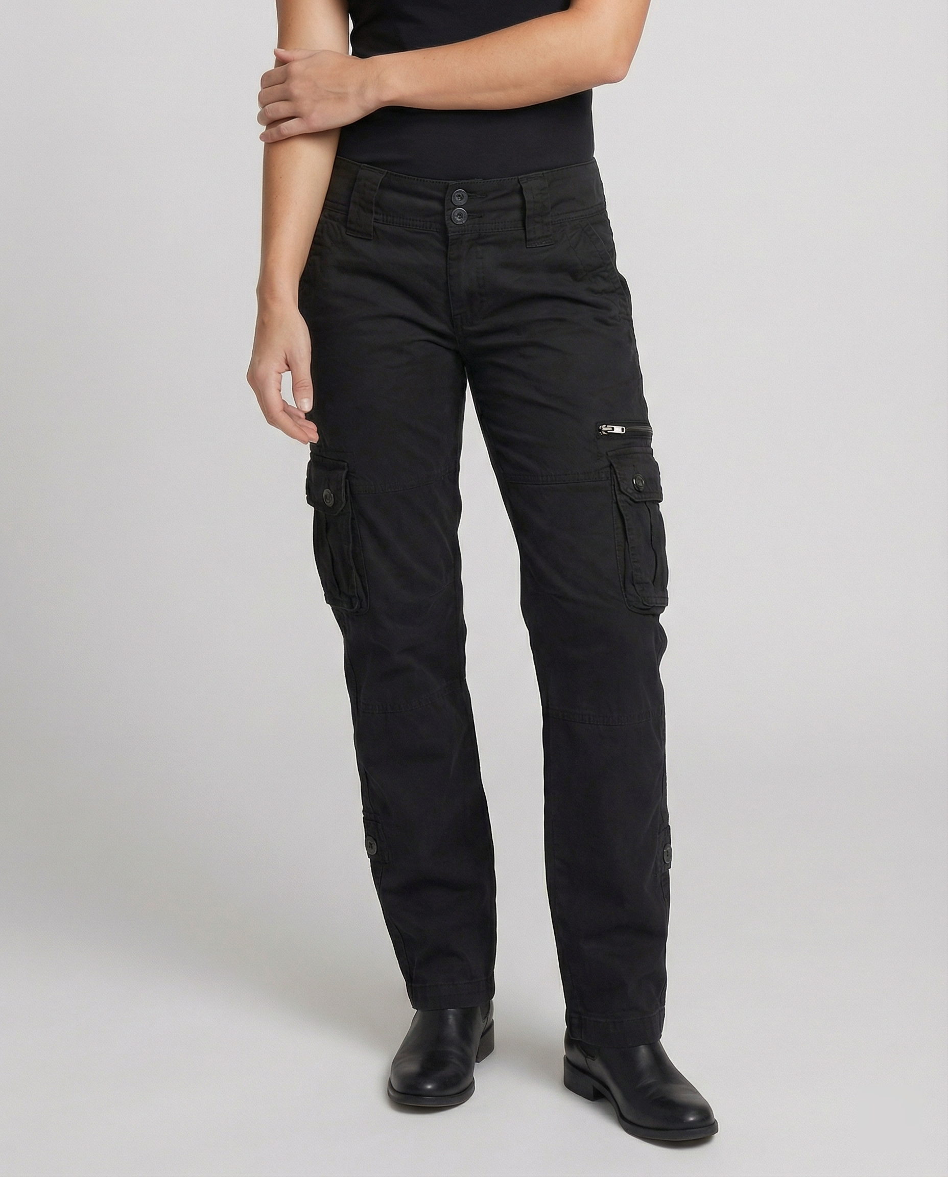 Sabine | Cargo broek voor dames met zakken - Zwart