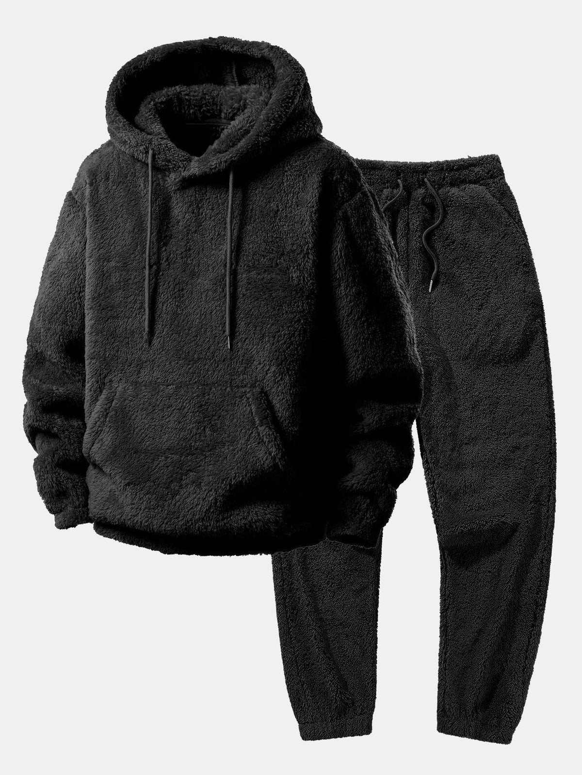Sam | Fleece trainingspak heren met capuchon - Zwart