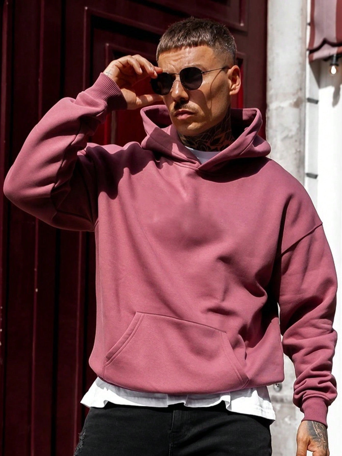 Sam | Oversized hoodie voor heren - Bordeaux