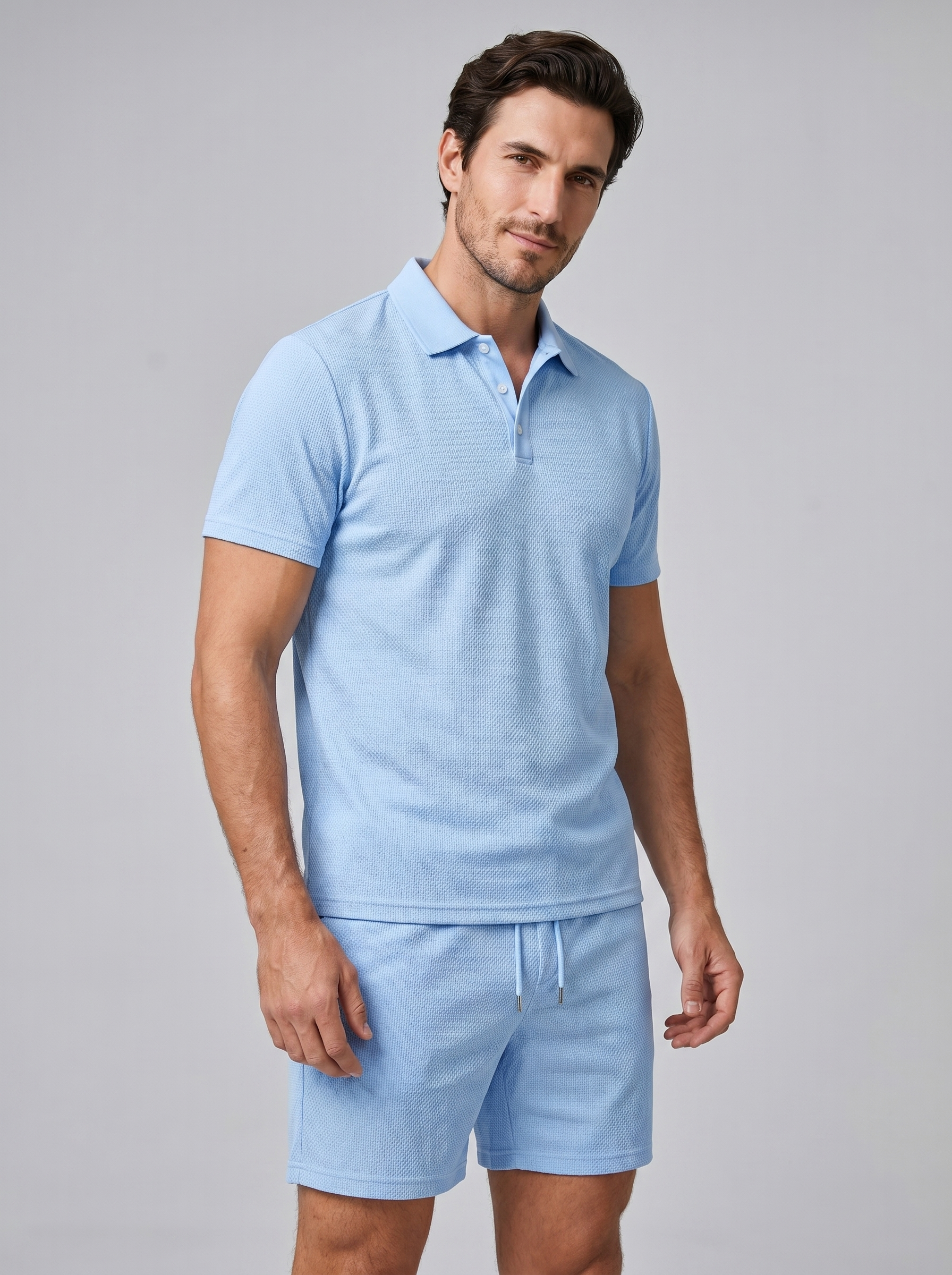 Sam | Polo en shorts set voor heren - Lichtblauw