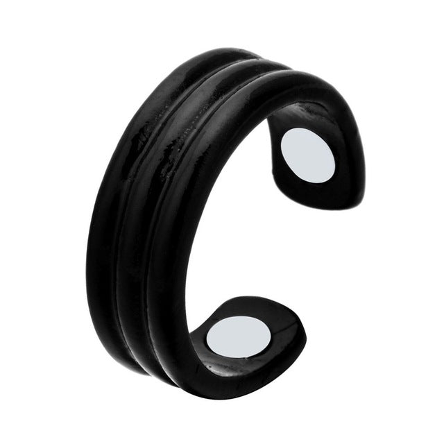 Sam | Verstelbare ring van stainless steel - Zwart