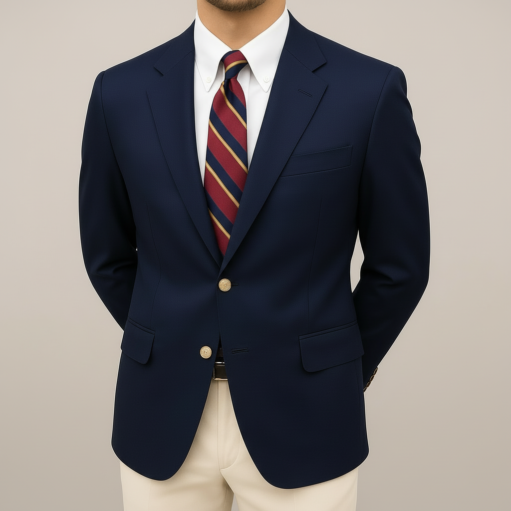 Sander | Heren blazer met notch-revers en gouden knopen - Donkerblauw