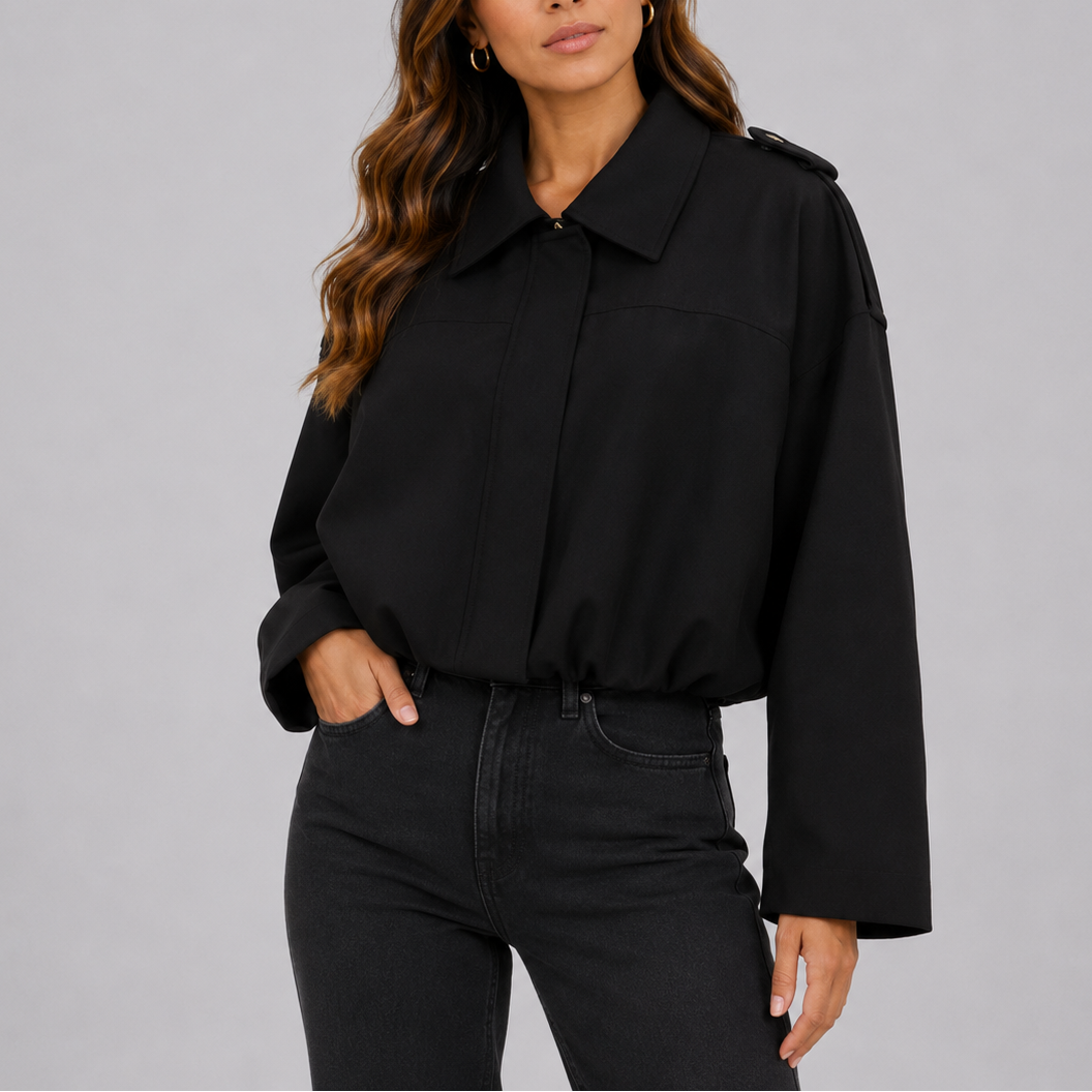 Sanne | Oversized suède-look bomberjack voor dames - Zwart