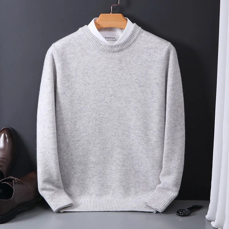 Siem | Gebreide trui voor heren met ronde hals - Grijs