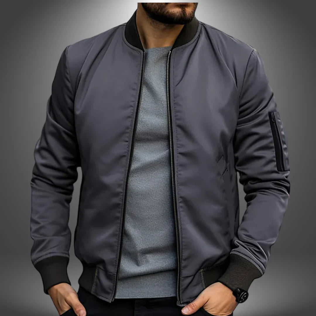 Simon | Bomberjack voor heren, slim fit - Donkergrijs