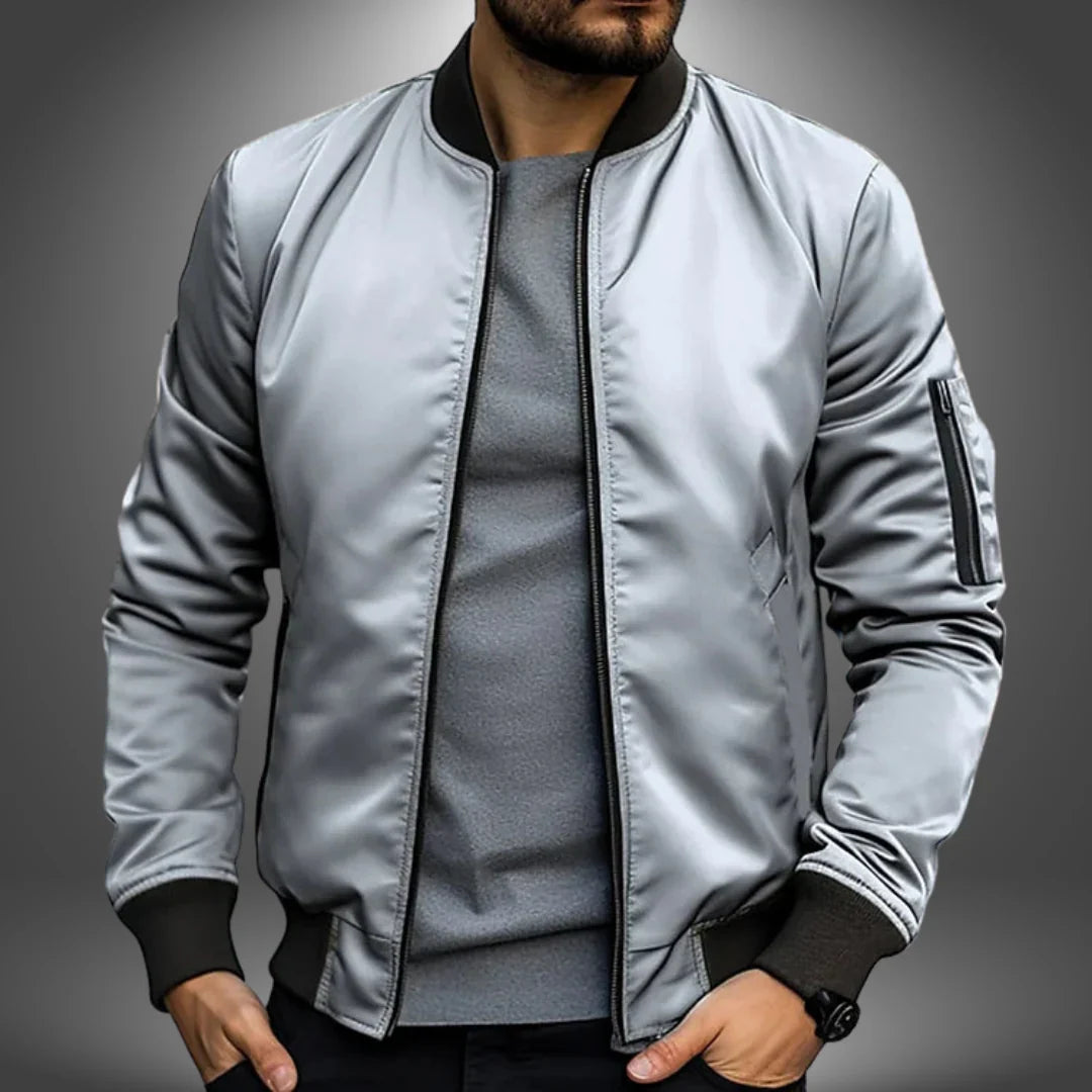 Simon | Bomberjack voor heren, slim fit - Grijs