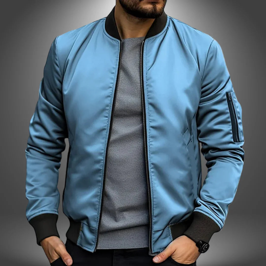 Simon | Bomberjack voor heren, slim fit - Lichtblauw
