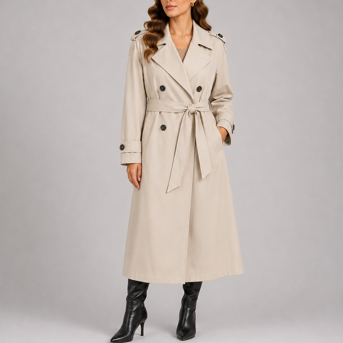 Sophie | Lange trenchcoat voor dames - Beige