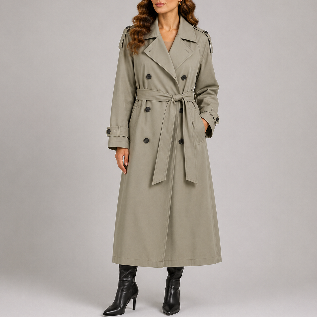 Sophie | Lange trenchcoat voor dames - Groen
