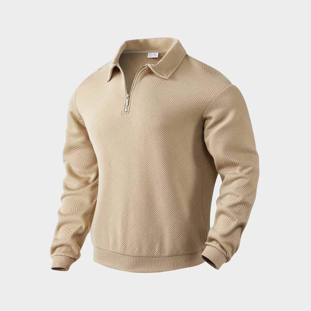 Steven | Trui met rits voor heren, beige - Kaki