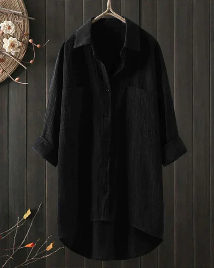 Suus | Linnen blouse voor dames - Zwart