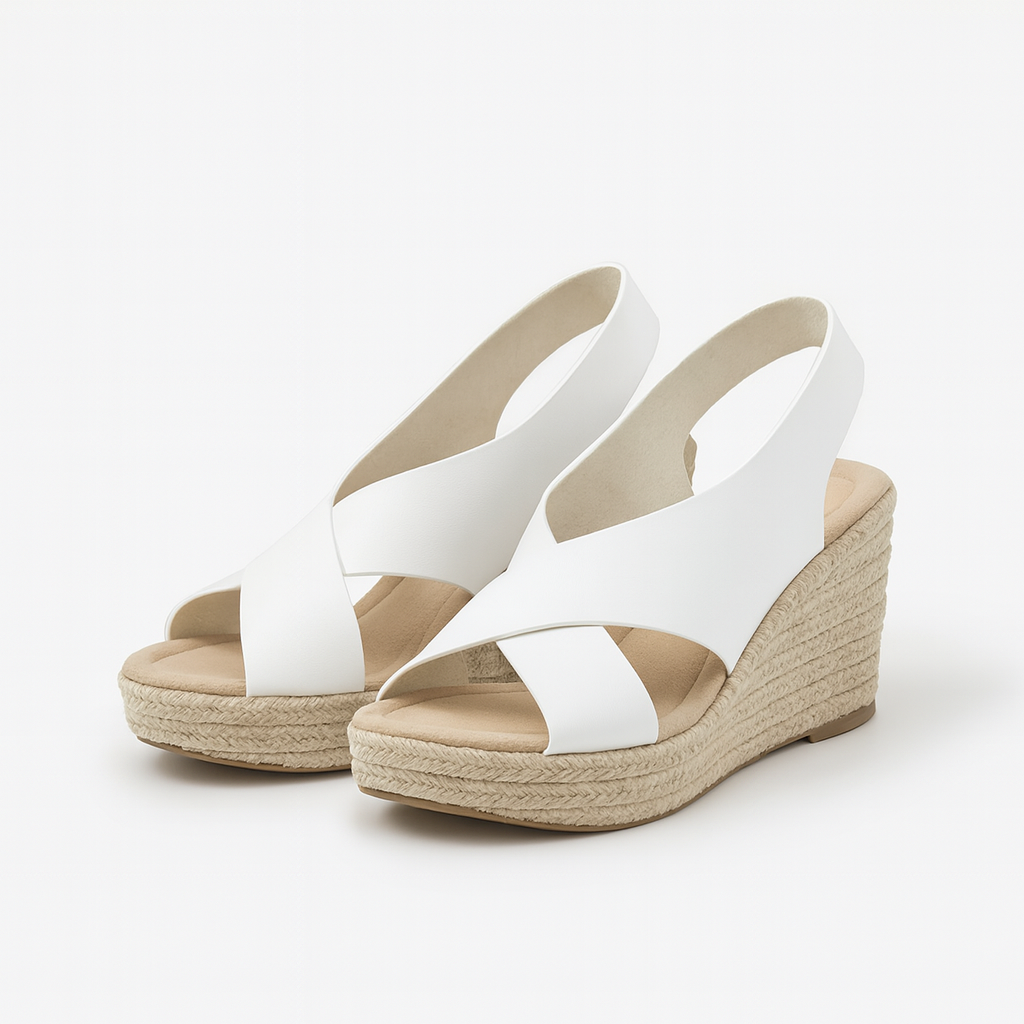 Suzanne | Espadrille sleehak sandalen voor dames - Wit