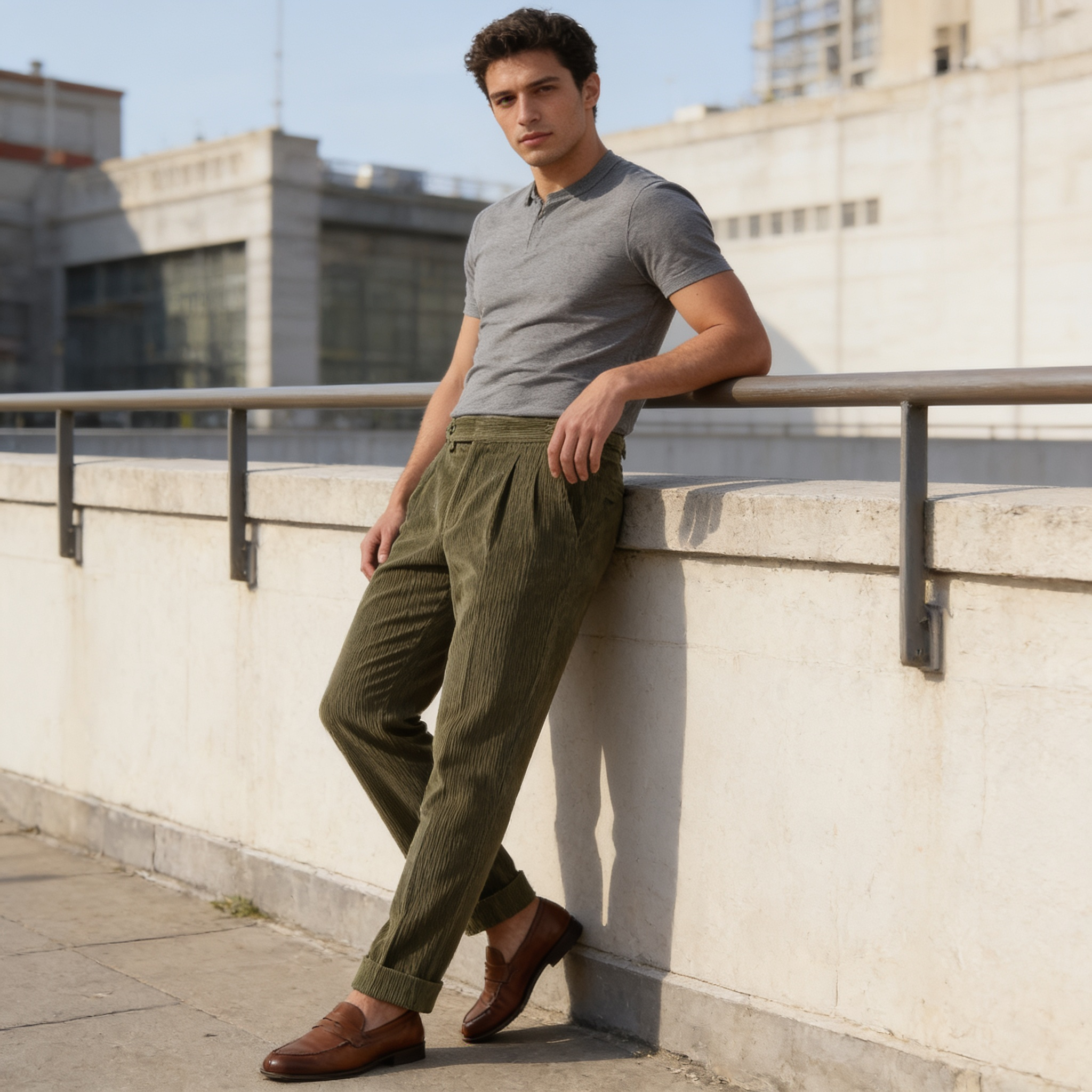 Sven | Corduroy broek met bandplooi voor heren - view 22
