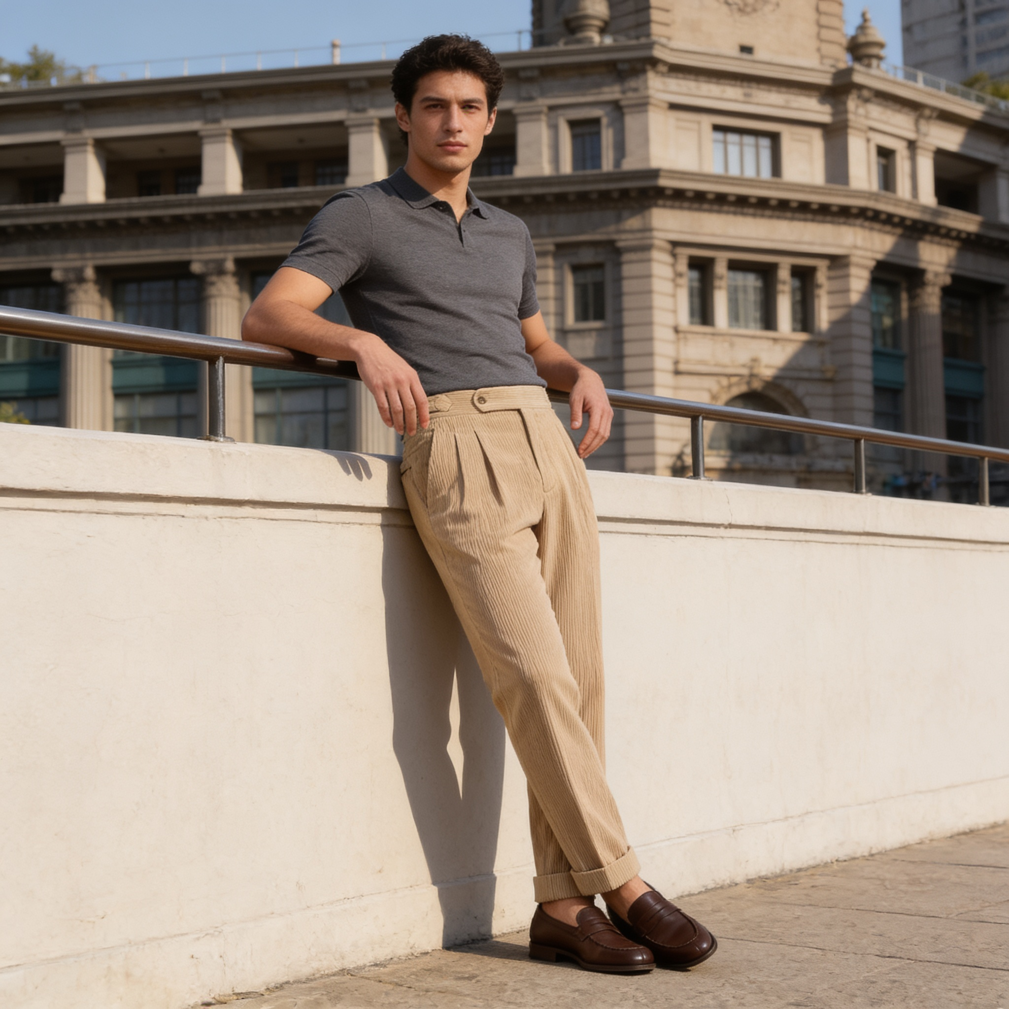 Sven | Corduroy broek met bandplooi voor heren - view 5